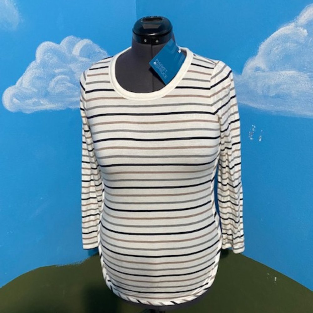 Market & Spruce XS Black, Brown, and Gray shirt with White base